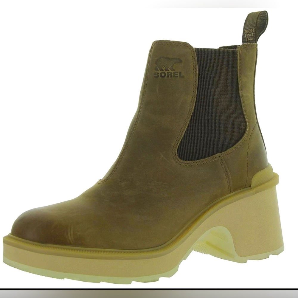 Women’s Sorel Hi Line Leather Chelsea Boots size 8 in Canoe brown